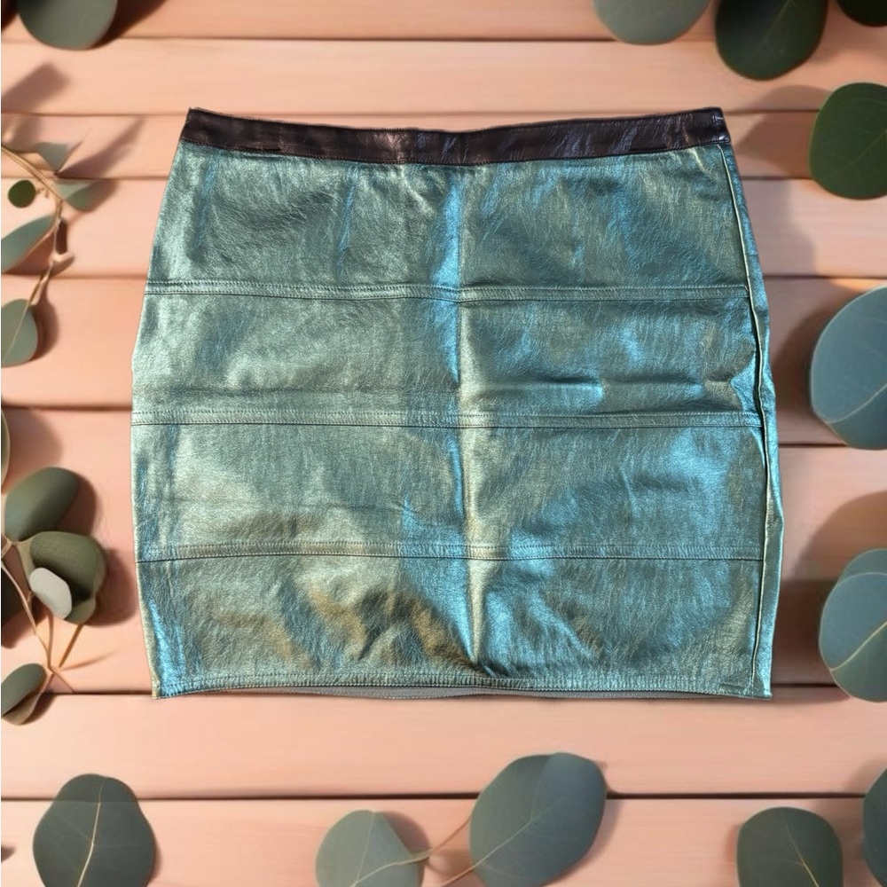 NWT Metallic faux leather skirt by HAVE